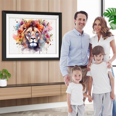 Löwe mit Blumen Diamond Painting