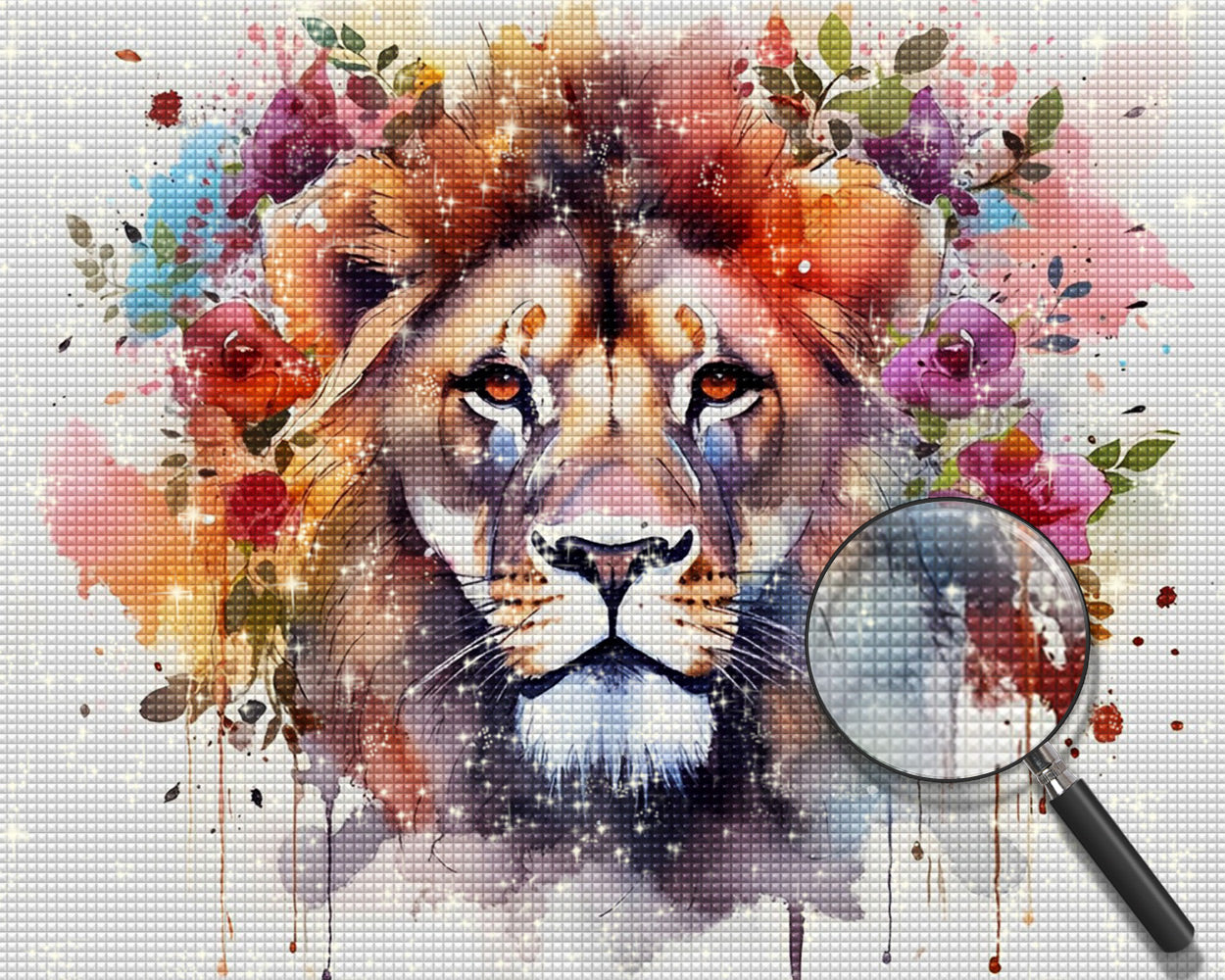 Löwe mit Blumen Diamond Painting