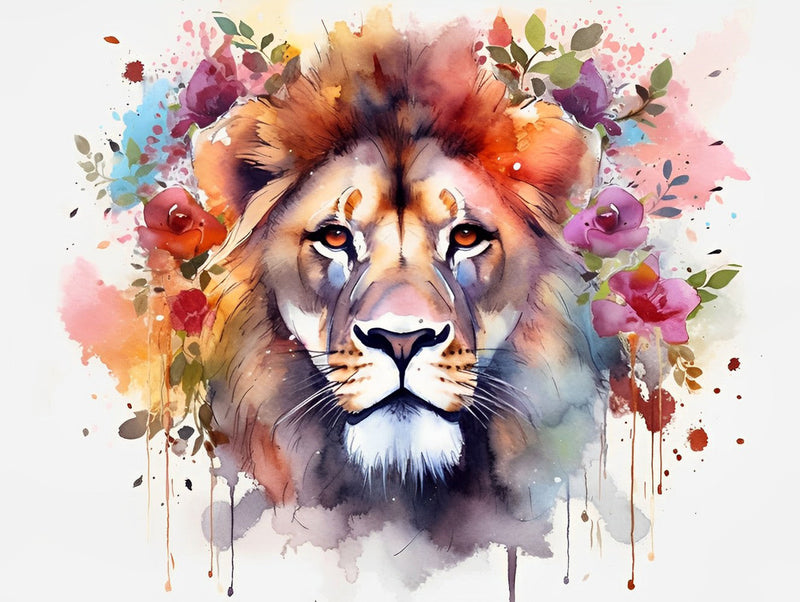 Löwe mit Blumen Diamond Painting