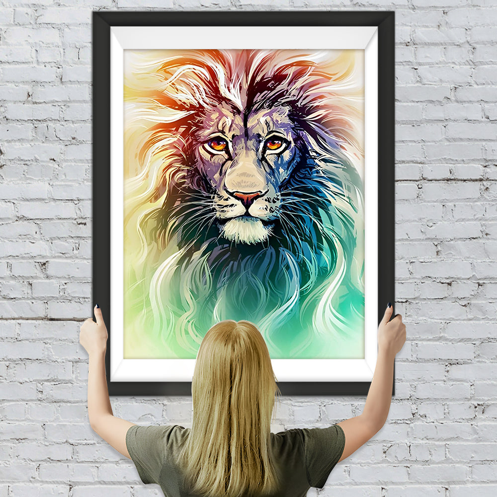 Löwe mit buntem Haar Diamond Painting