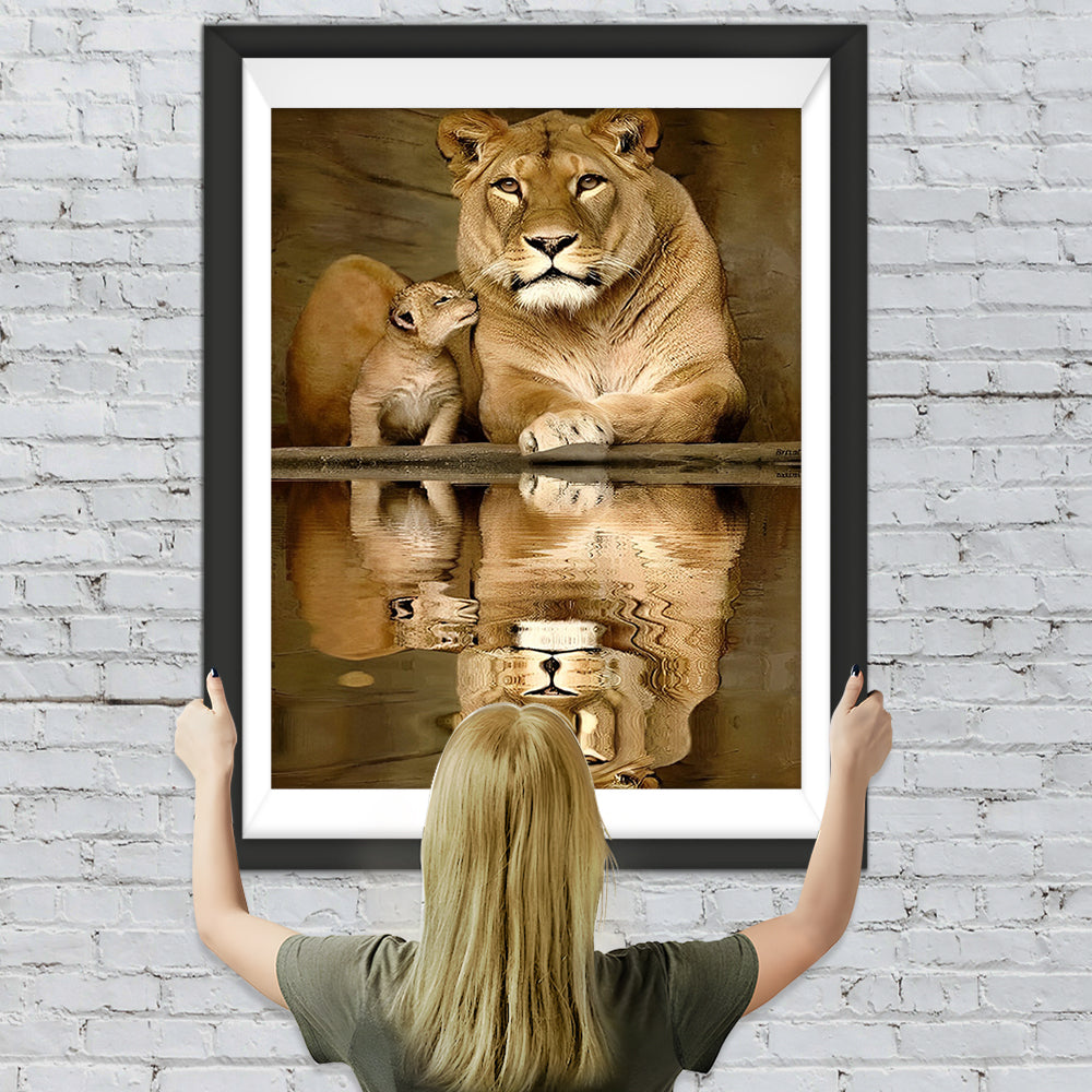 Löwe und Löwenbaby Diamond Painting