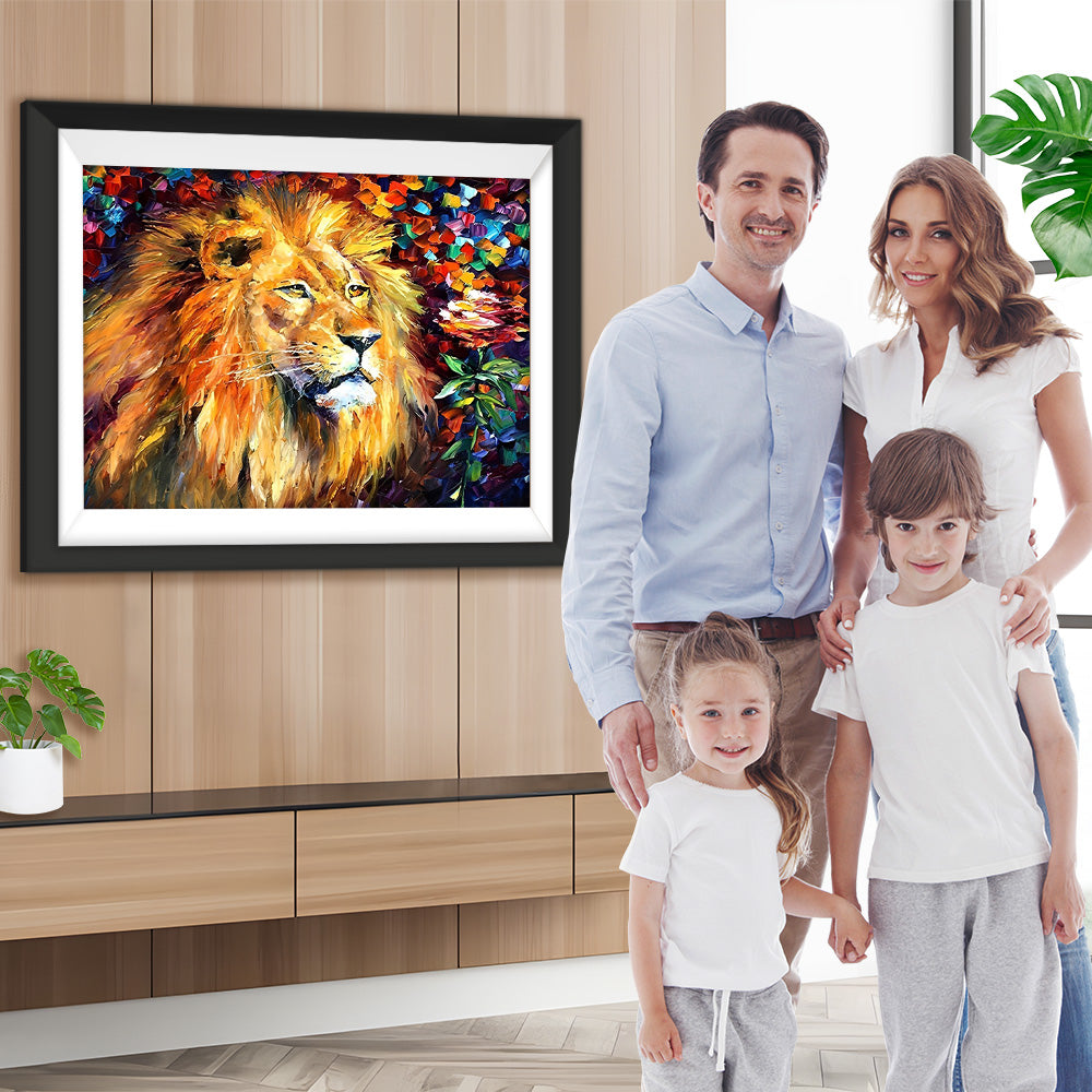 Löwe und Rose Diamond Painting