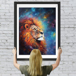 Löwe unter dem bunten Nachthimmel Diamond Painting