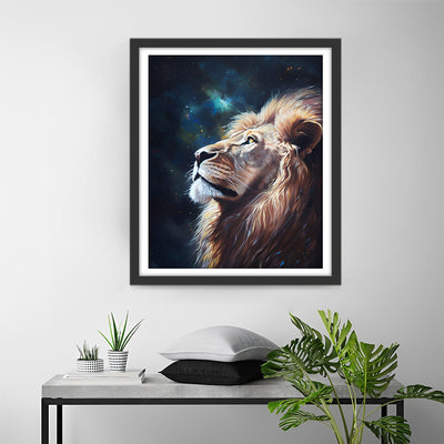 Löwe unter dem Nachthimmel Diamond Painting