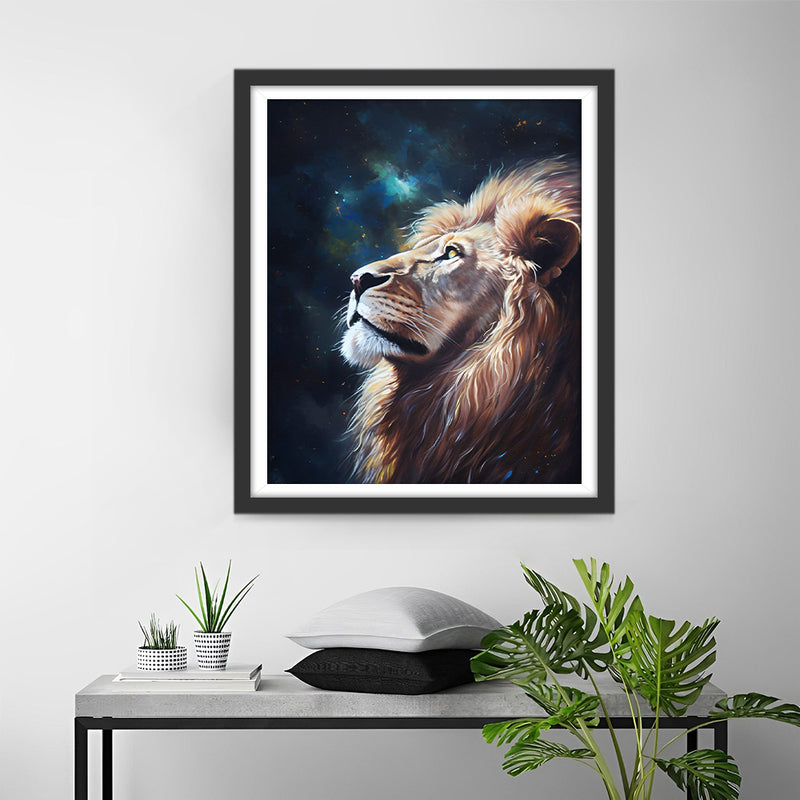 Löwe unter dem Nachthimmel Diamond Painting