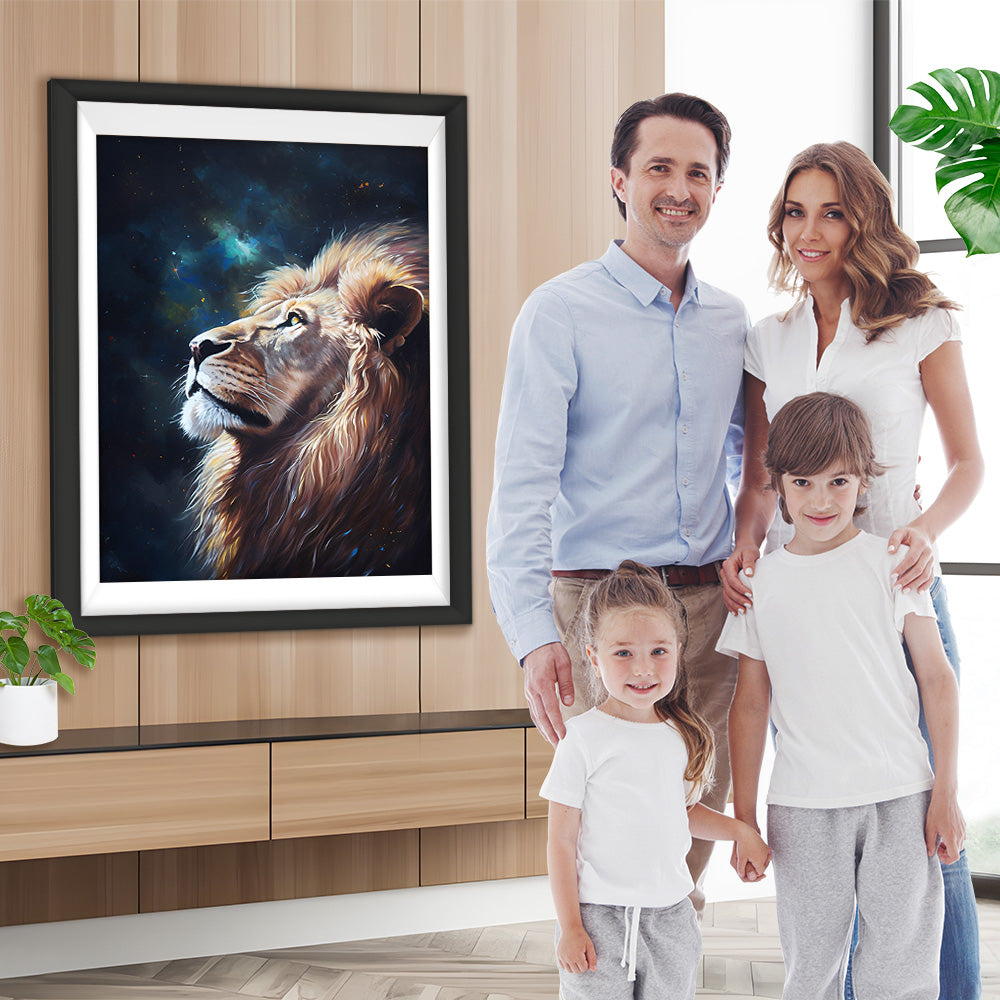 Löwe unter dem Nachthimmel Diamond Painting