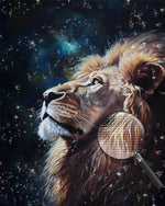 Löwe unter dem Nachthimmel Diamond Painting