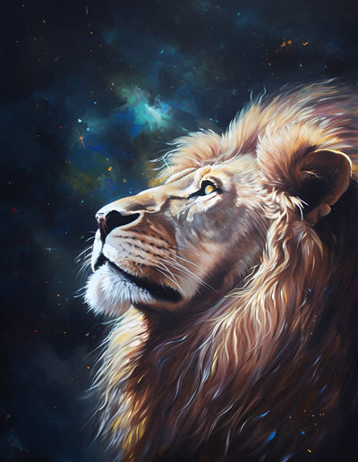Löwe unter dem Nachthimmel Diamond Painting