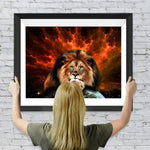 Löwe unter dem roten Sternenhimmel Diamond Painting