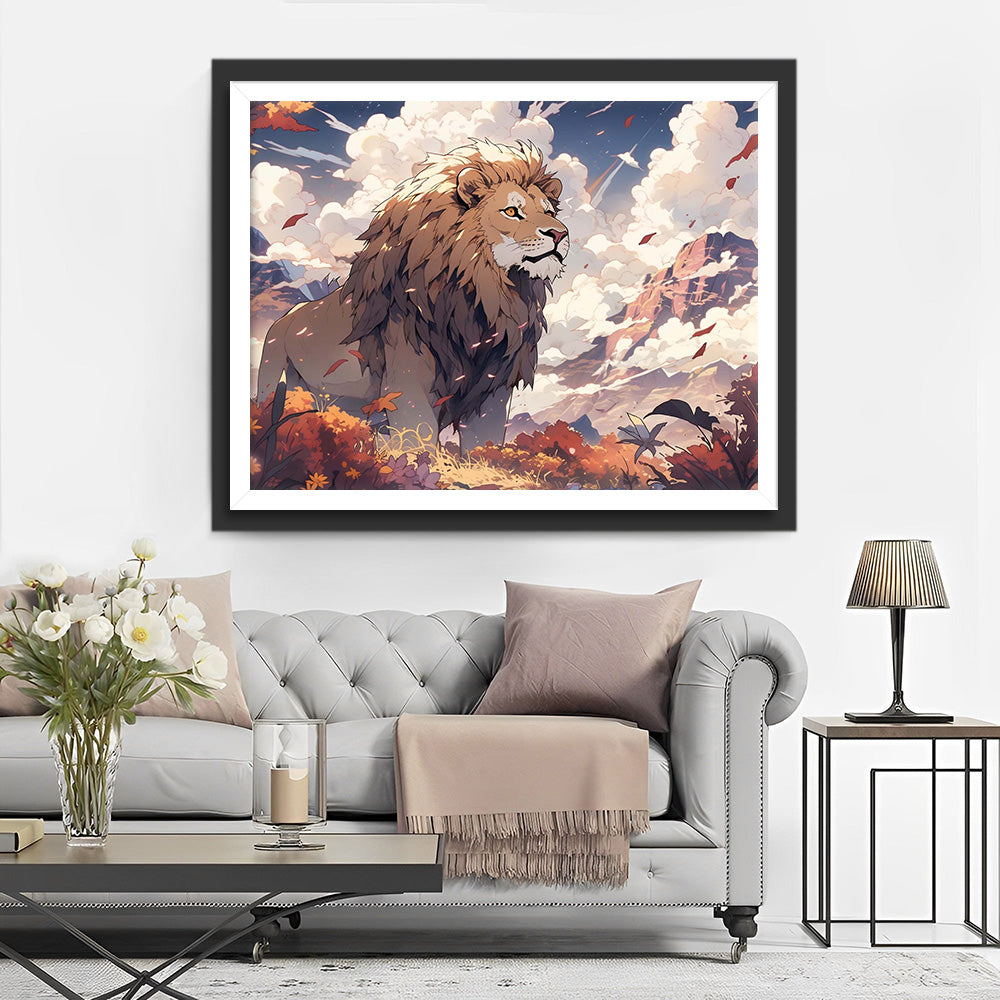 Löwe Wind Wolken Diamond Painting