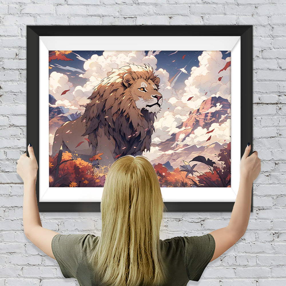 Löwe Wind Wolken Diamond Painting