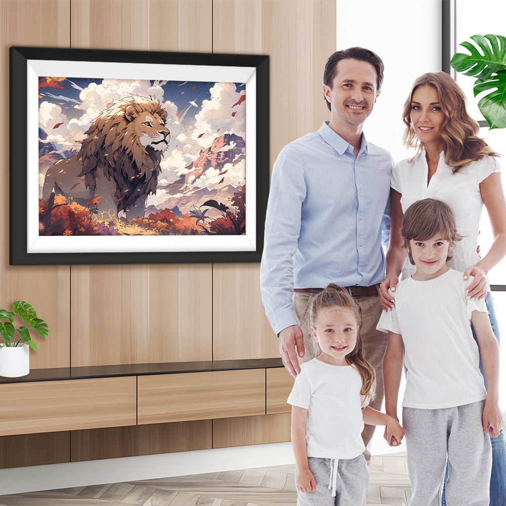 Löwe Wind Wolken Diamond Painting