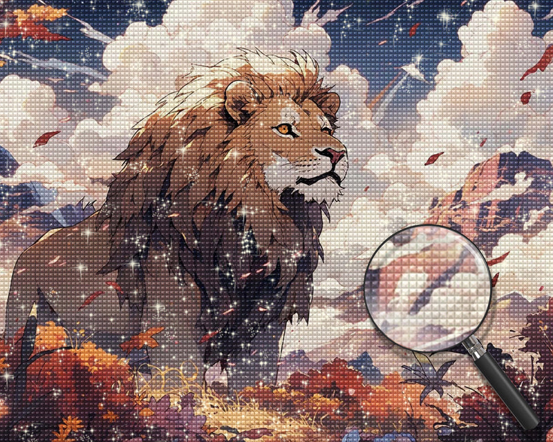 Löwe Wind Wolken Diamond Painting