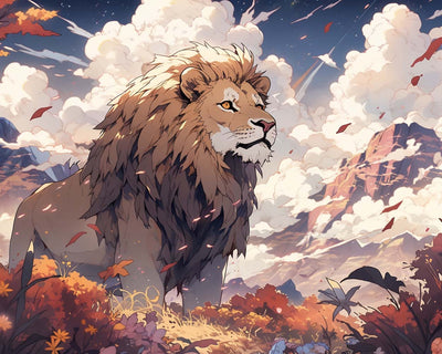 Löwe Wind Wolken Diamond Painting