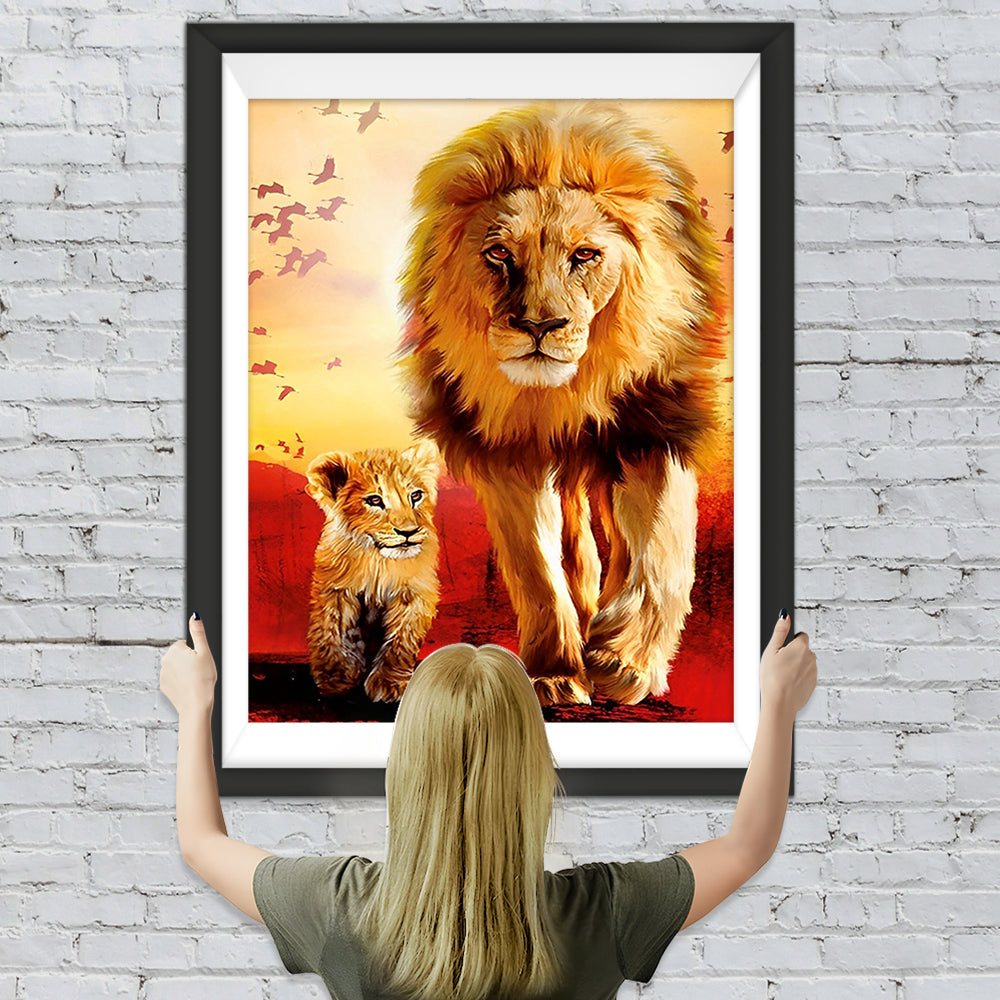 Löwen bei Sonnenuntergang Diamond Painting