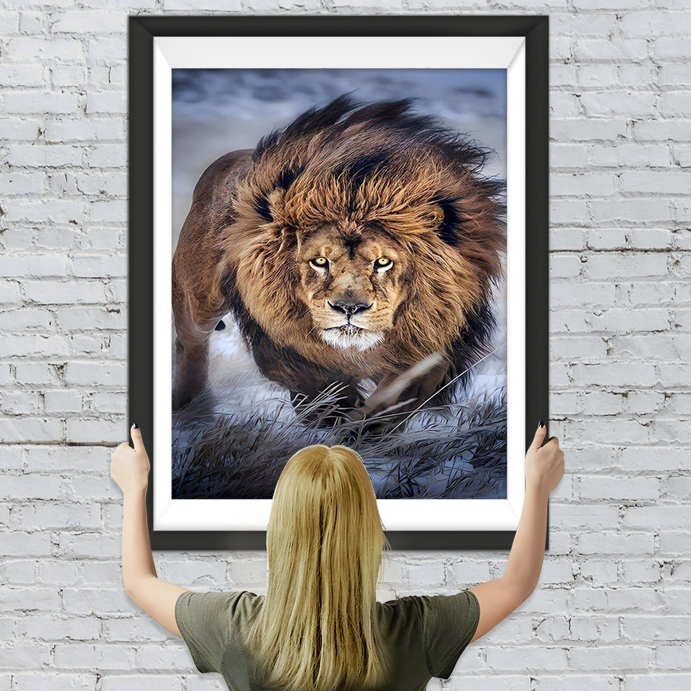 Löwenkönig im Schnee Diamond Painting