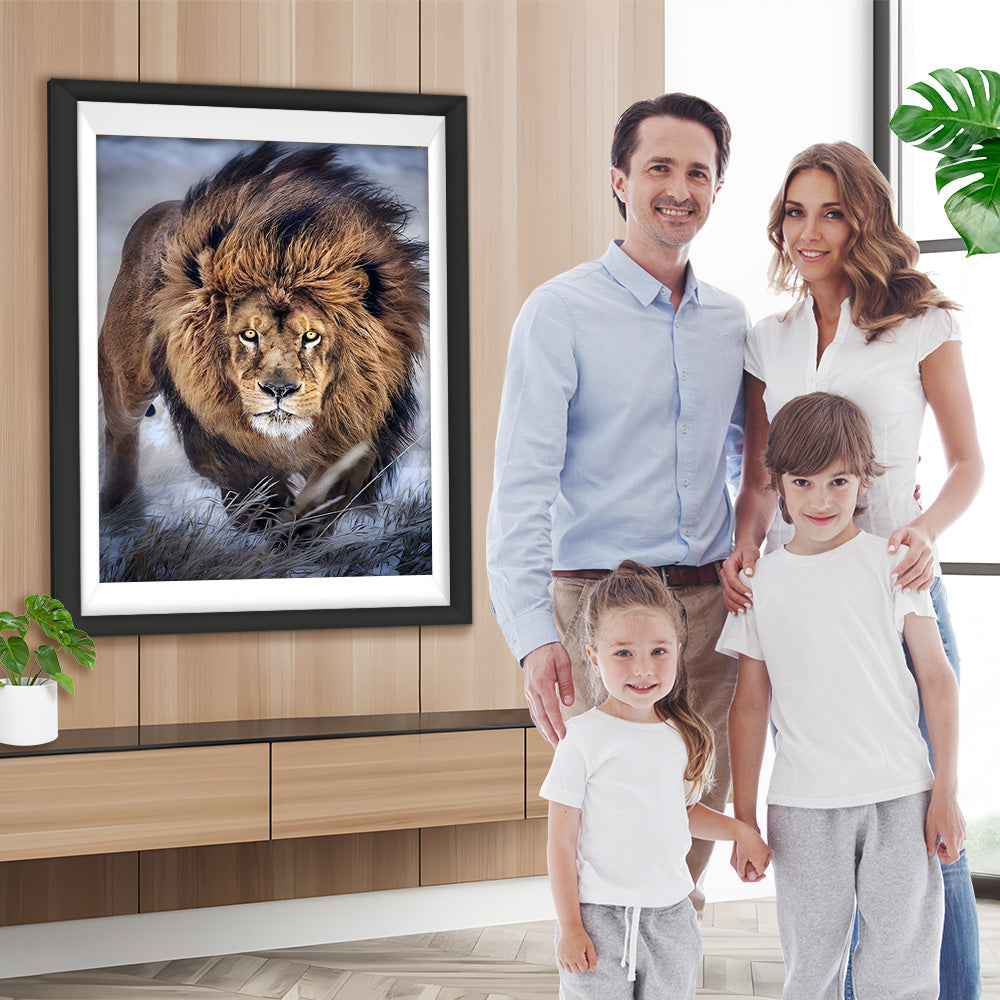 Löwenkönig im Schnee Diamond Painting