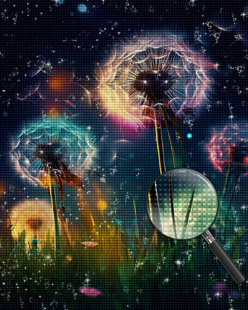 Löwenzahn bei Nacht Diamond Painting