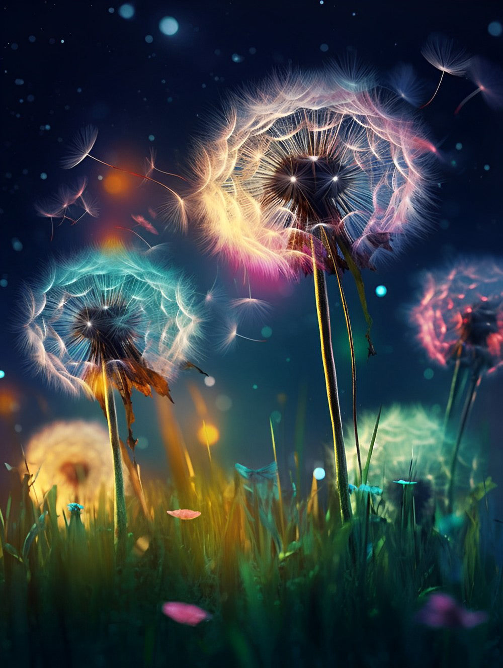 Löwenzahn bei Nacht Diamond Painting