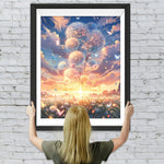 Löwenzahn und Sonnenuntergang Diamond Painting