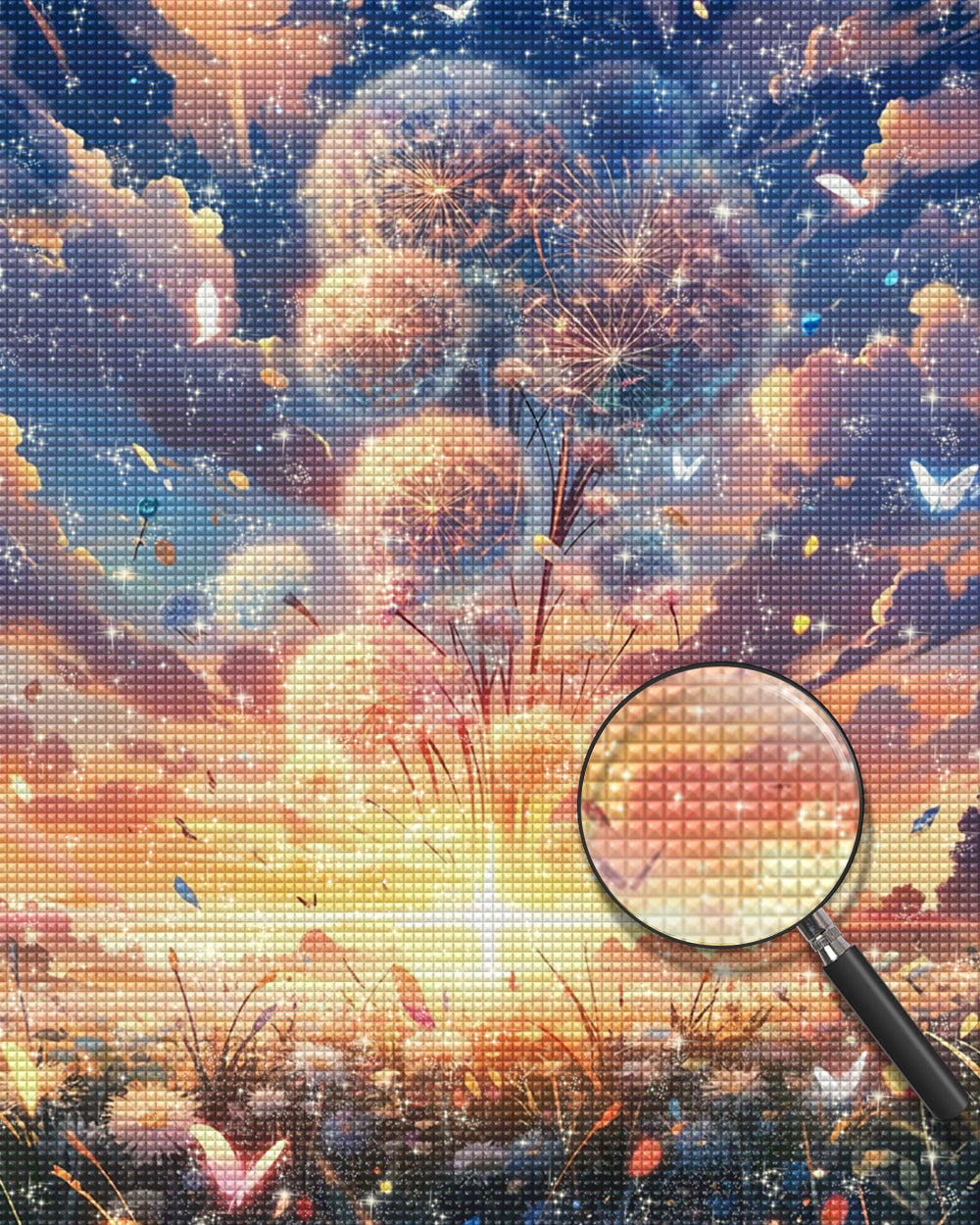 Löwenzahn und Sonnenuntergang Diamond Painting