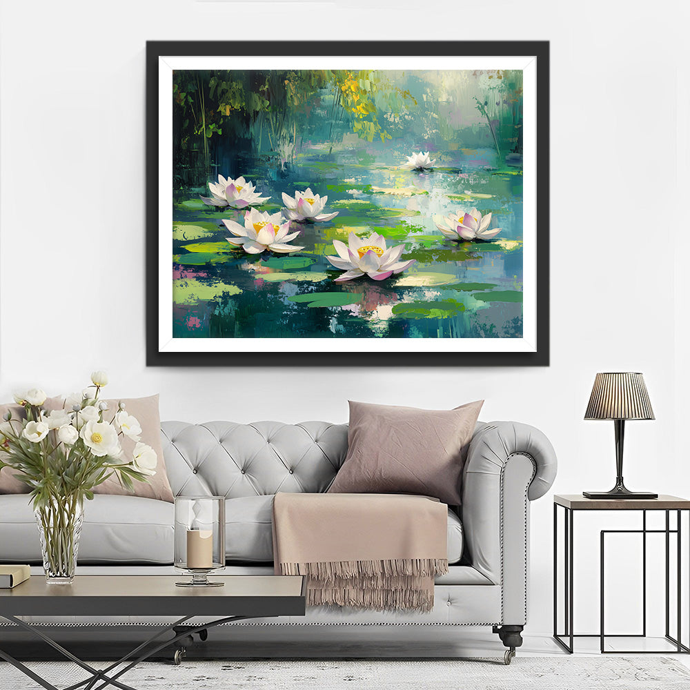 Lotus im Sommerteich Diamond Painting