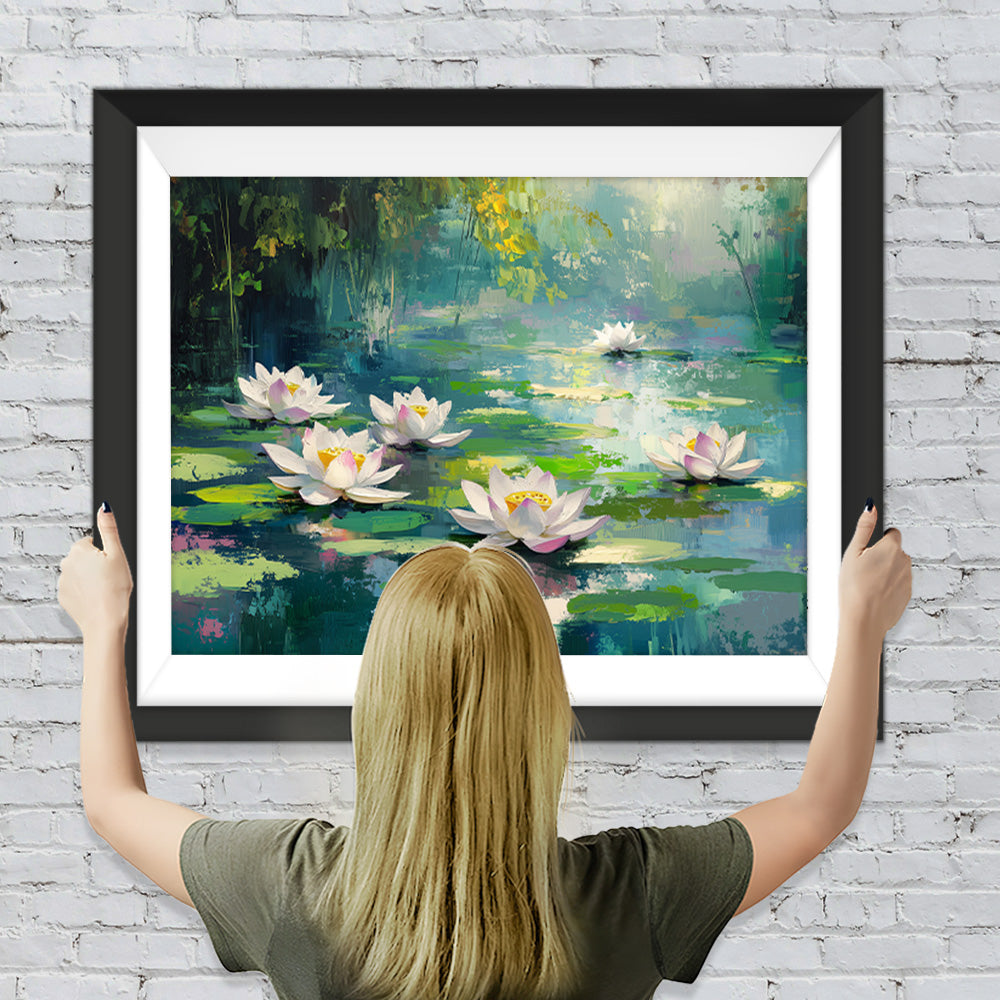 Lotus im Sommerteich Diamond Painting