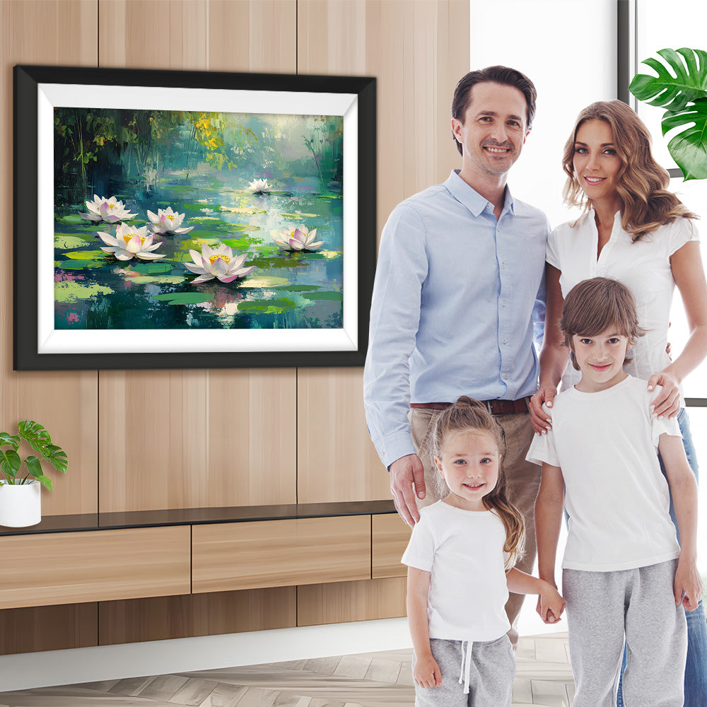 Lotus im Sommerteich Diamond Painting