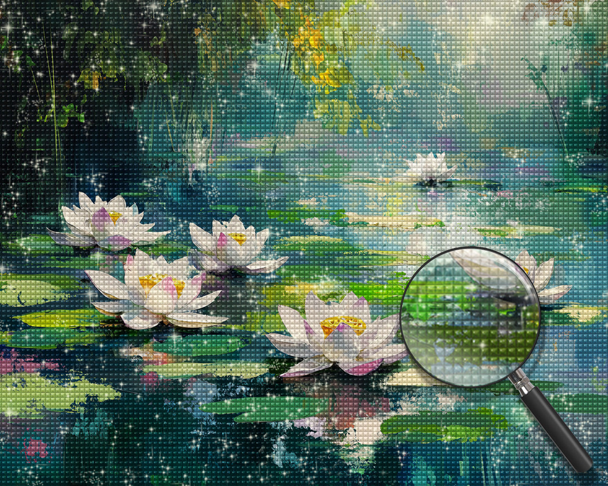 Lotus im Sommerteich Diamond Painting