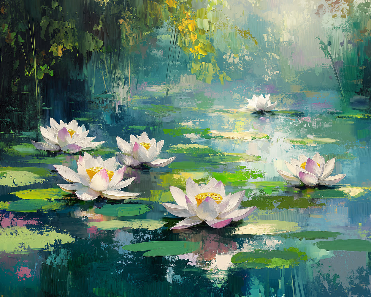 Lotus im Sommerteich Diamond Painting