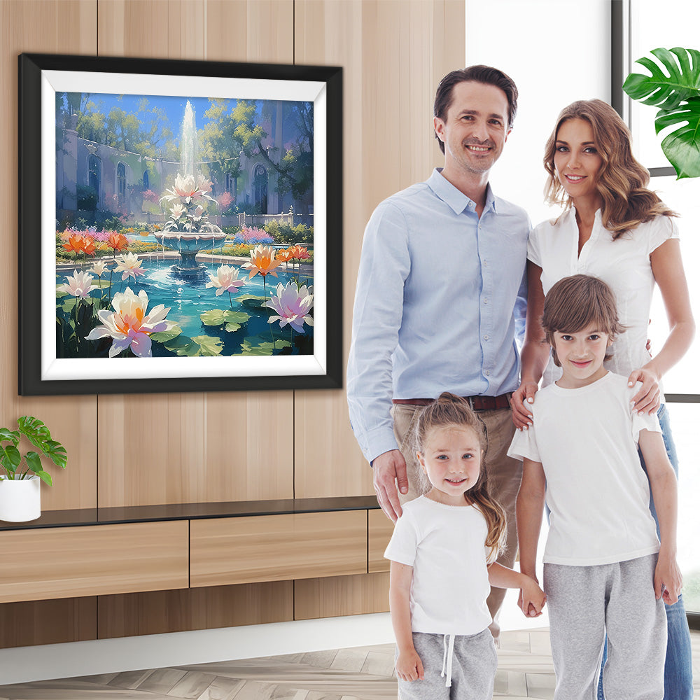 Lotus-Teichbrunnen Diamond Painting