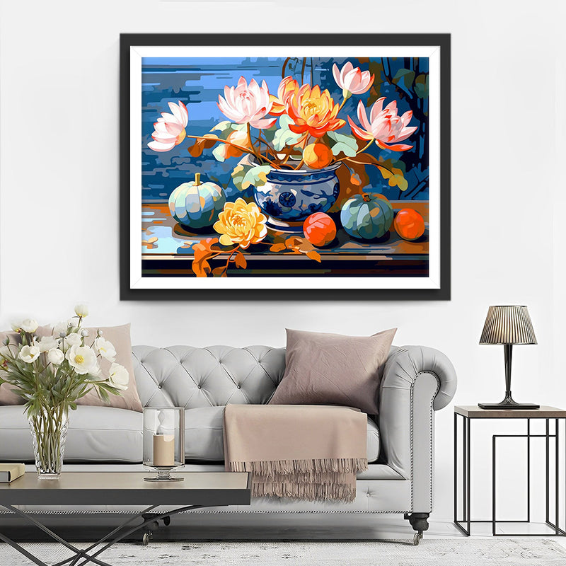 Lotusblumen im Topf Diamond Painting