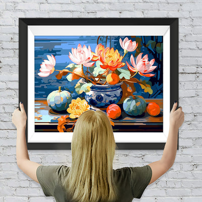 Lotusblumen im Topf Diamond Painting
