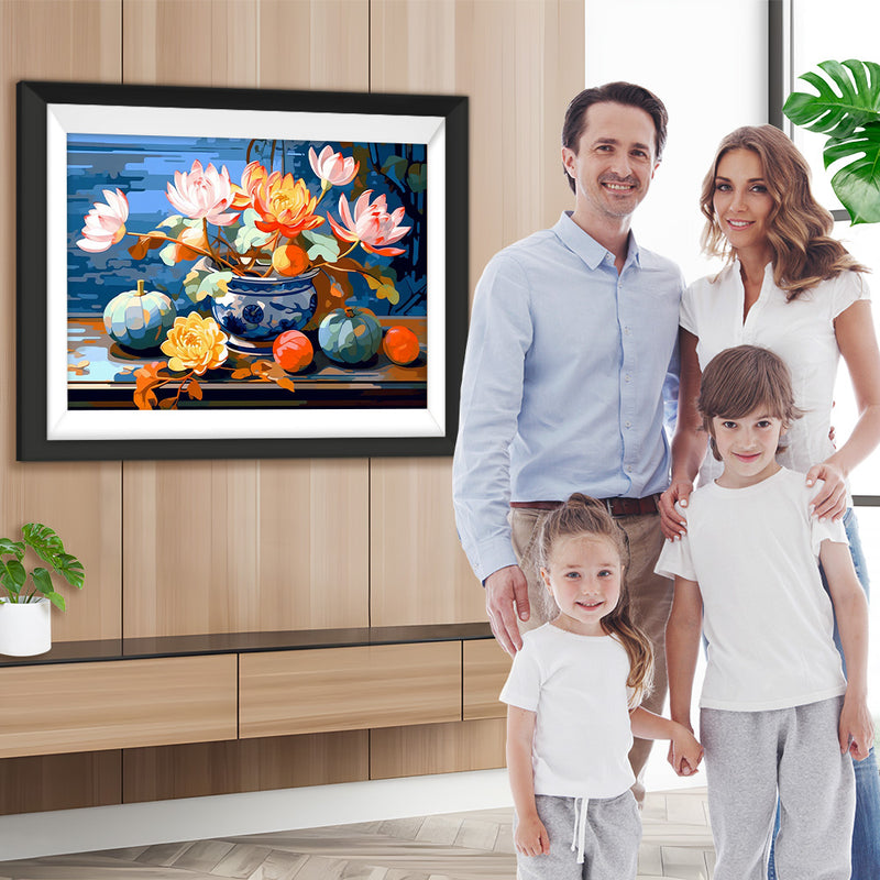 Lotusblumen im Topf Diamond Painting