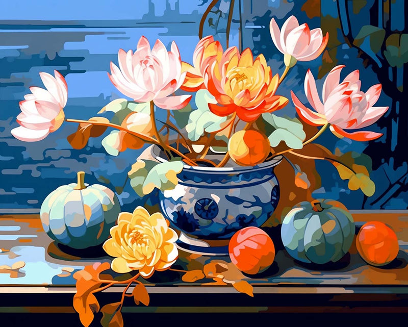 Lotusblumen im Topf Diamond Painting