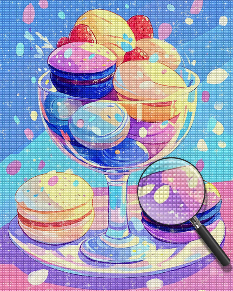 Macaron-Gebäck im Glas Diamond Painting