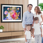 Mädchen mit herzförmigem Blumenstrauß Diamond Painting