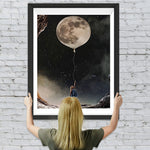 Mädchen, Mond und Luftballon Diamond Painting