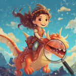 Mädchen reitet auf einem Dinosaurier Diamond Painting