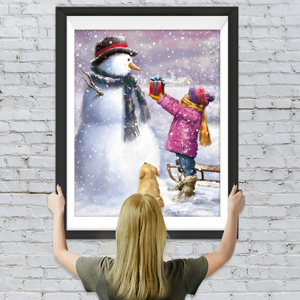 Mädchen Schneemann Weihnachtsgeschenk Diamond Painting