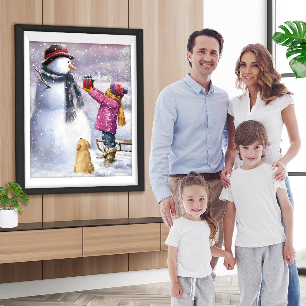Mädchen Schneemann Weihnachtsgeschenk Diamond Painting