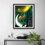 Mädchen und Baum unter den Planeten Diamond Painting