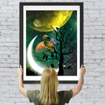 Mädchen und Baum unter den Planeten Diamond Painting