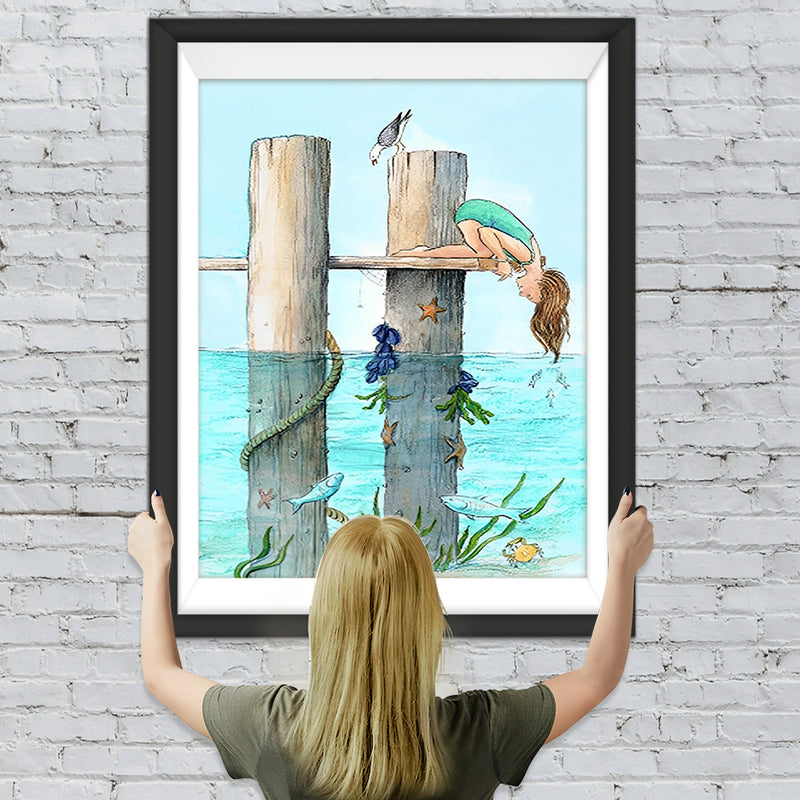 Mädchen und Meer Diamond Painting