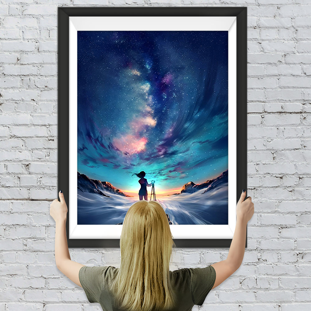 Mädchen unter dem Sternenhimmel Diamond Painting