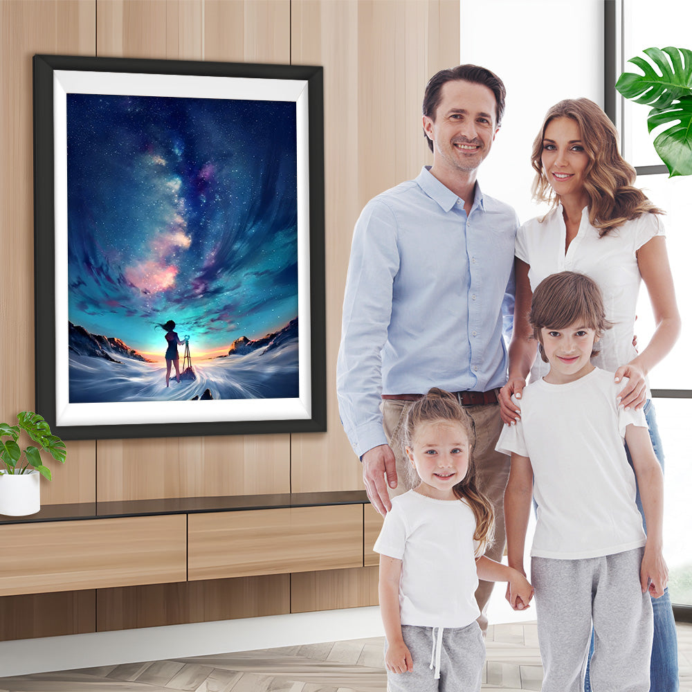 Mädchen unter dem Sternenhimmel Diamond Painting