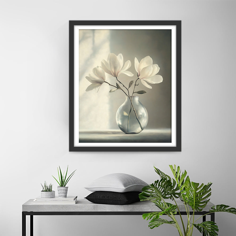 Magnolie in Glasflasche Diamond Painting