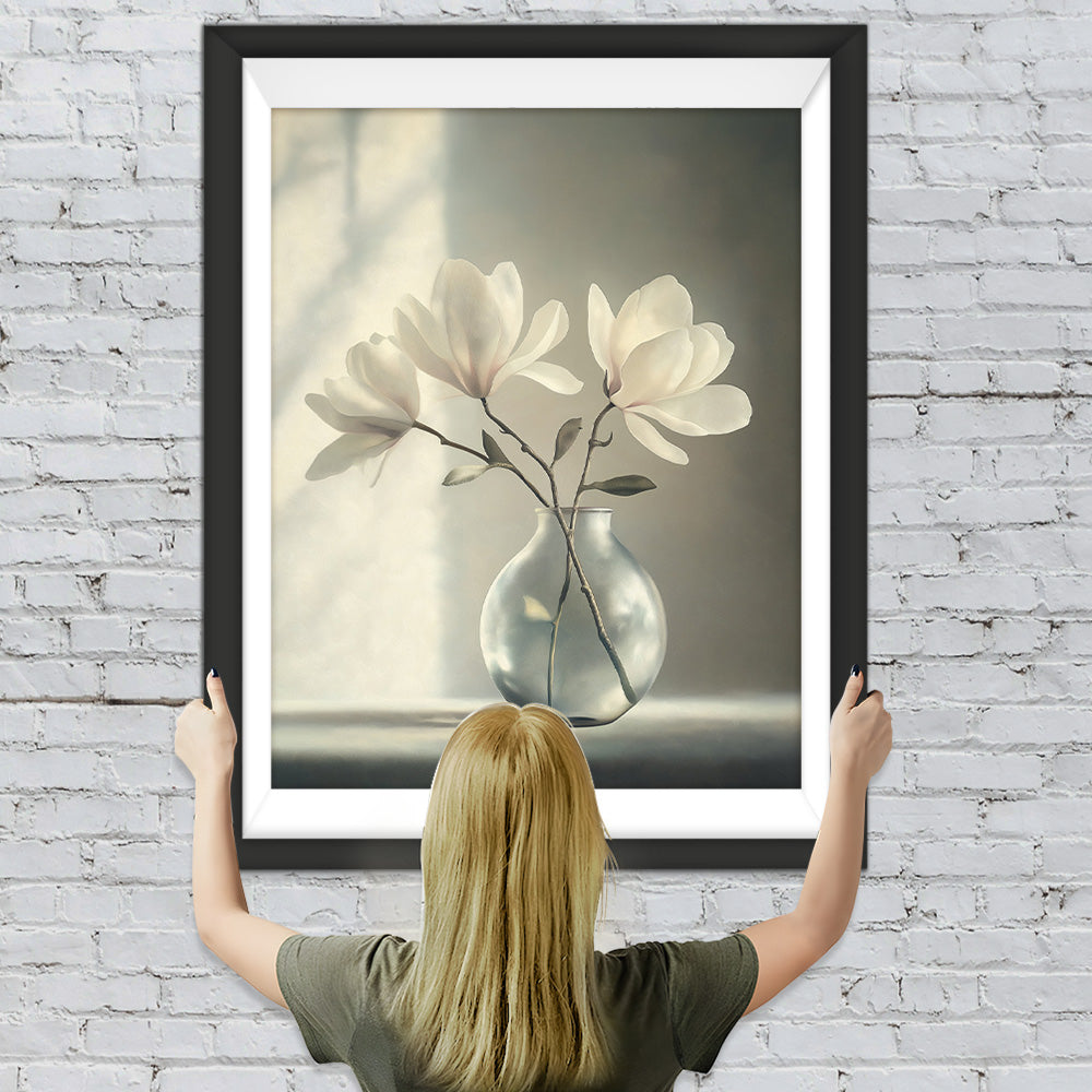 Magnolie in Glasflasche Diamond Painting