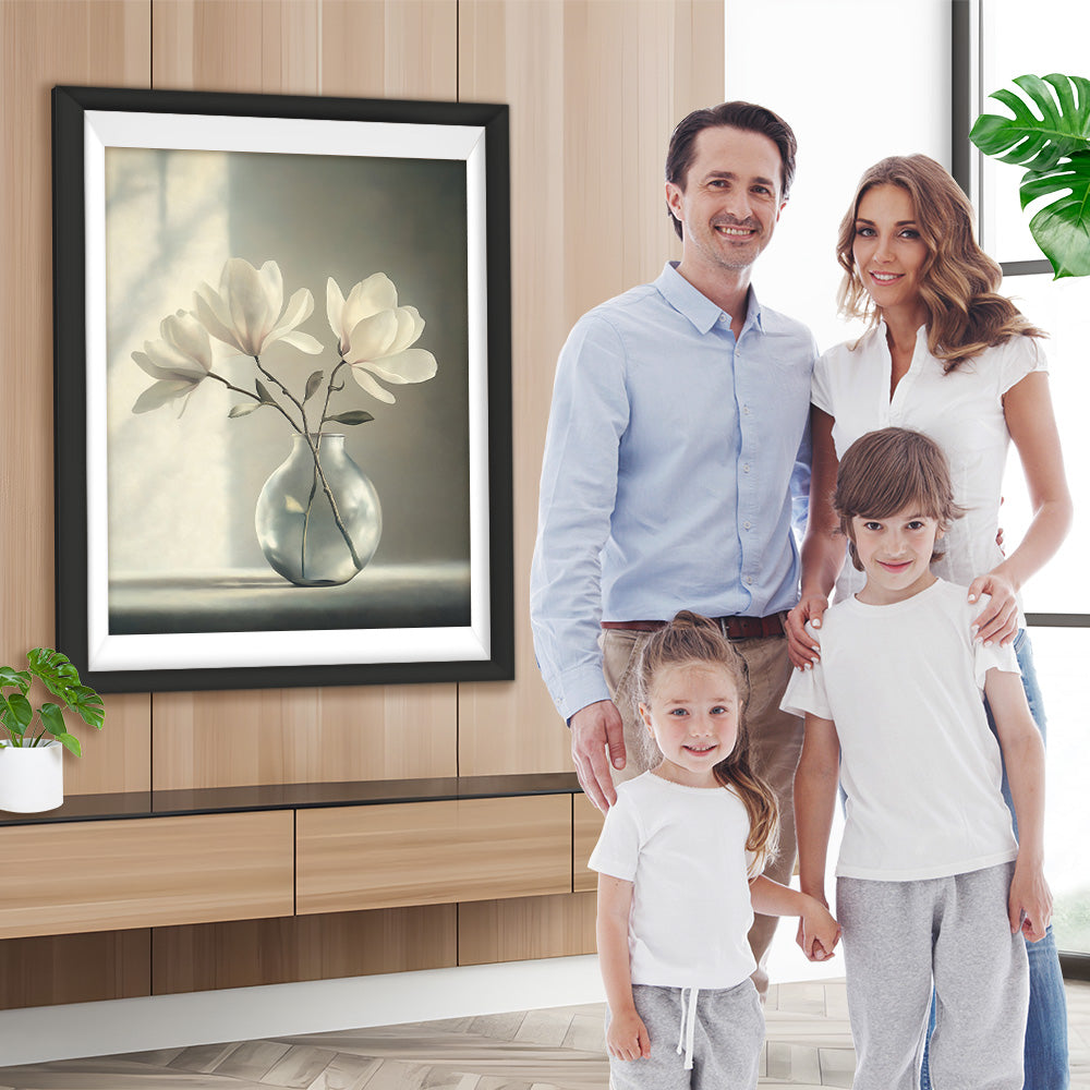 Magnolie in Glasflasche Diamond Painting