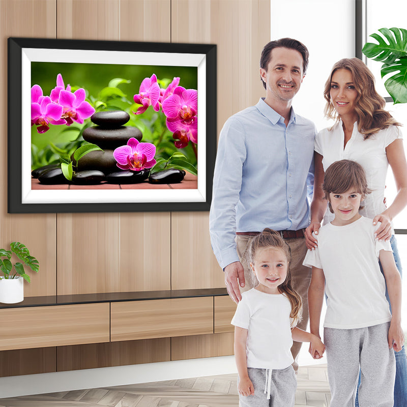 Malaienblumen und Kieselsteine Diamond Painting